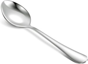 Silver spoon with white background