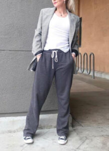 woman in grey athleisure outfit